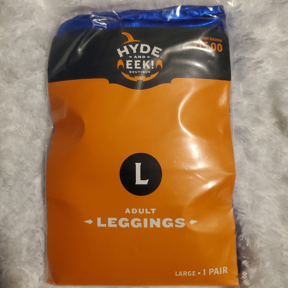 Hyde & Eek! Blue Shiny Leggings Cosplay Costume, Sz Woman's L (12-14), NIB
